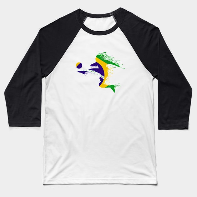 Funny Brazil Soccer Player Tee Brazilian Flag Girls Boys Baseball T-Shirt by Printofi.com